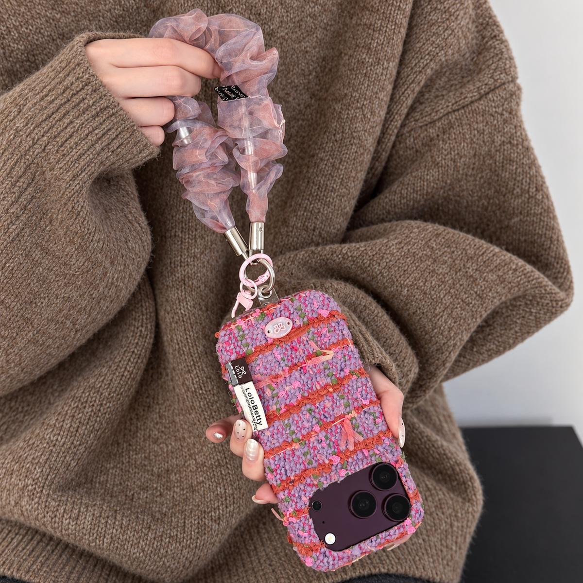 Pink Purple Fuzzy Knit iPhone Case