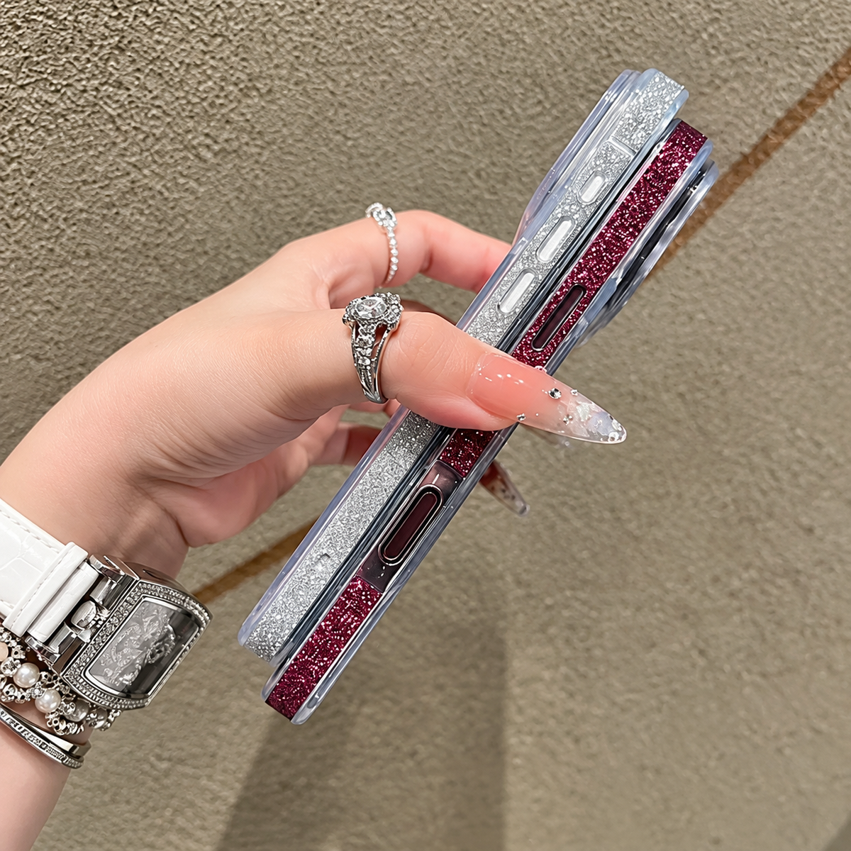 Crystal Glitter Frame Clear Case