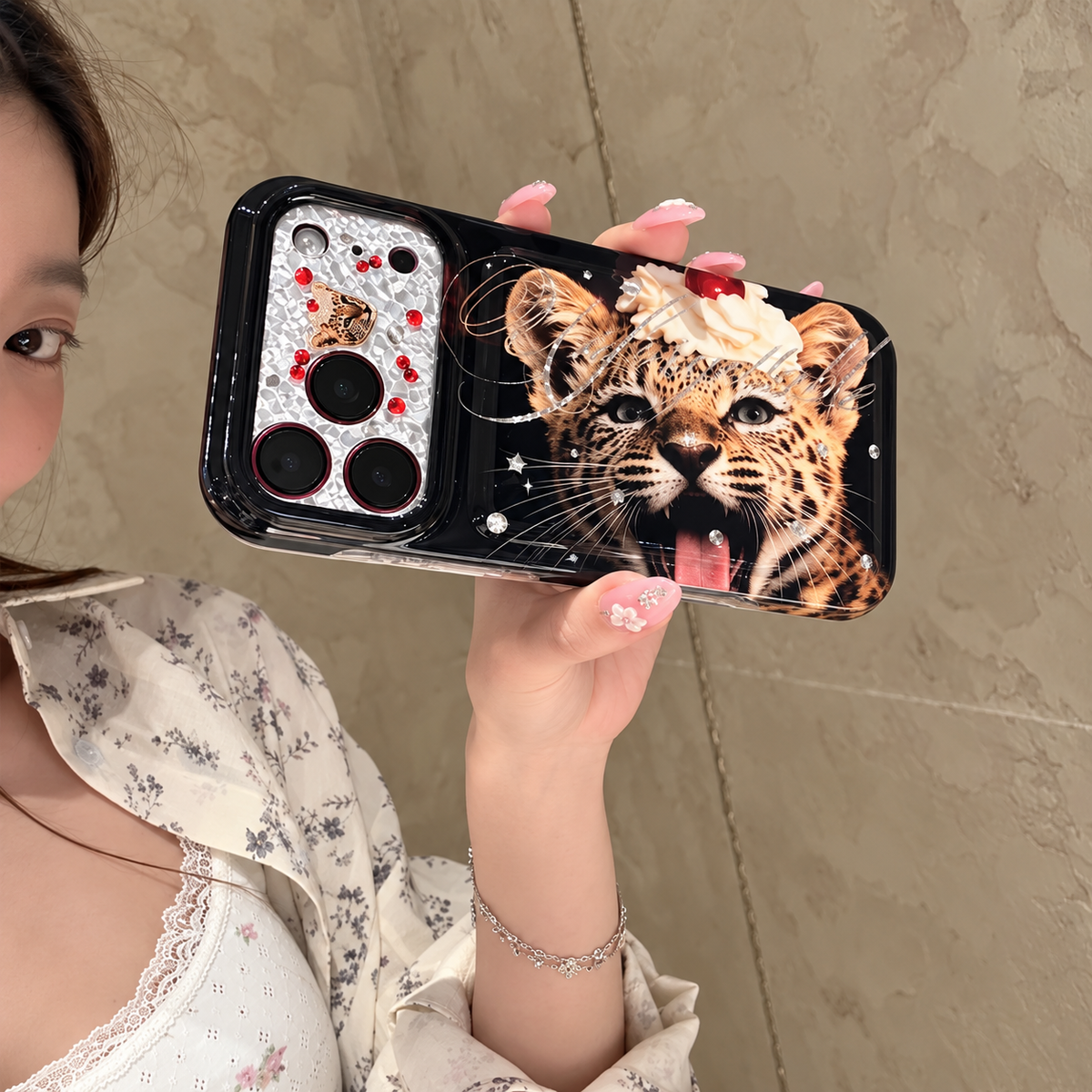 Glam Leopard Crystal iPhone Case