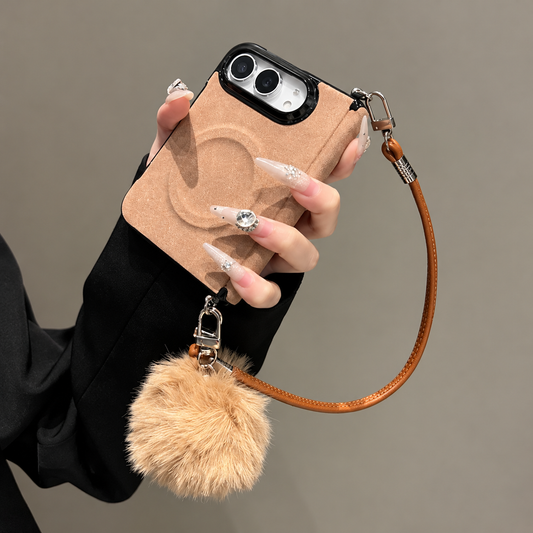 Cocoa Charm iPhone Duo Case with Pom-Pom Strap