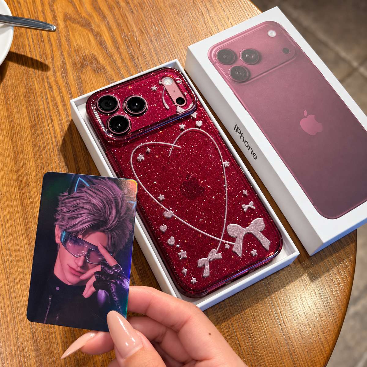 Heart Bow Sparkle Transparent IPhone Case