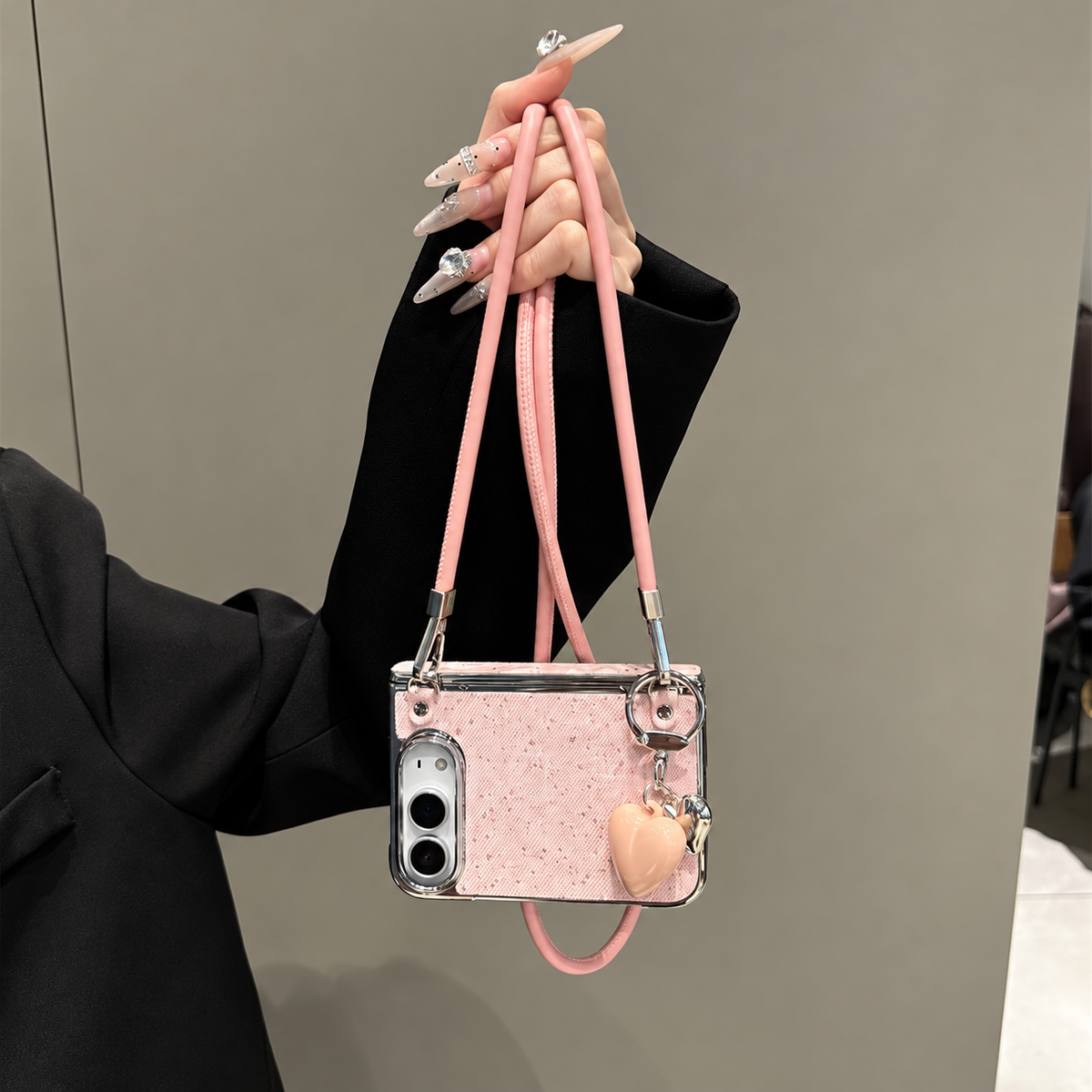 Blush Bow Crossbody iPhone Case