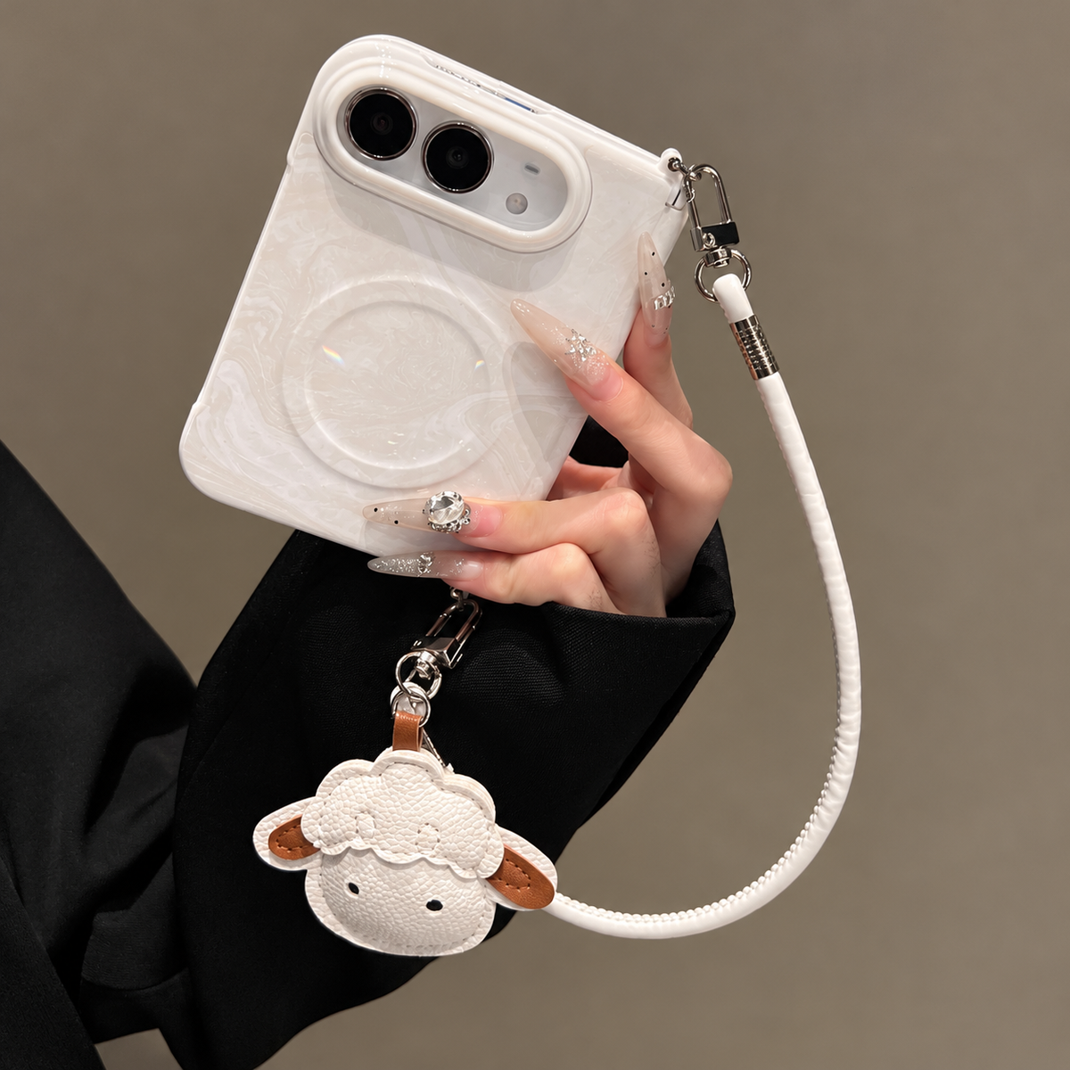 Pearl Glow Sheep Charm iPhone Case