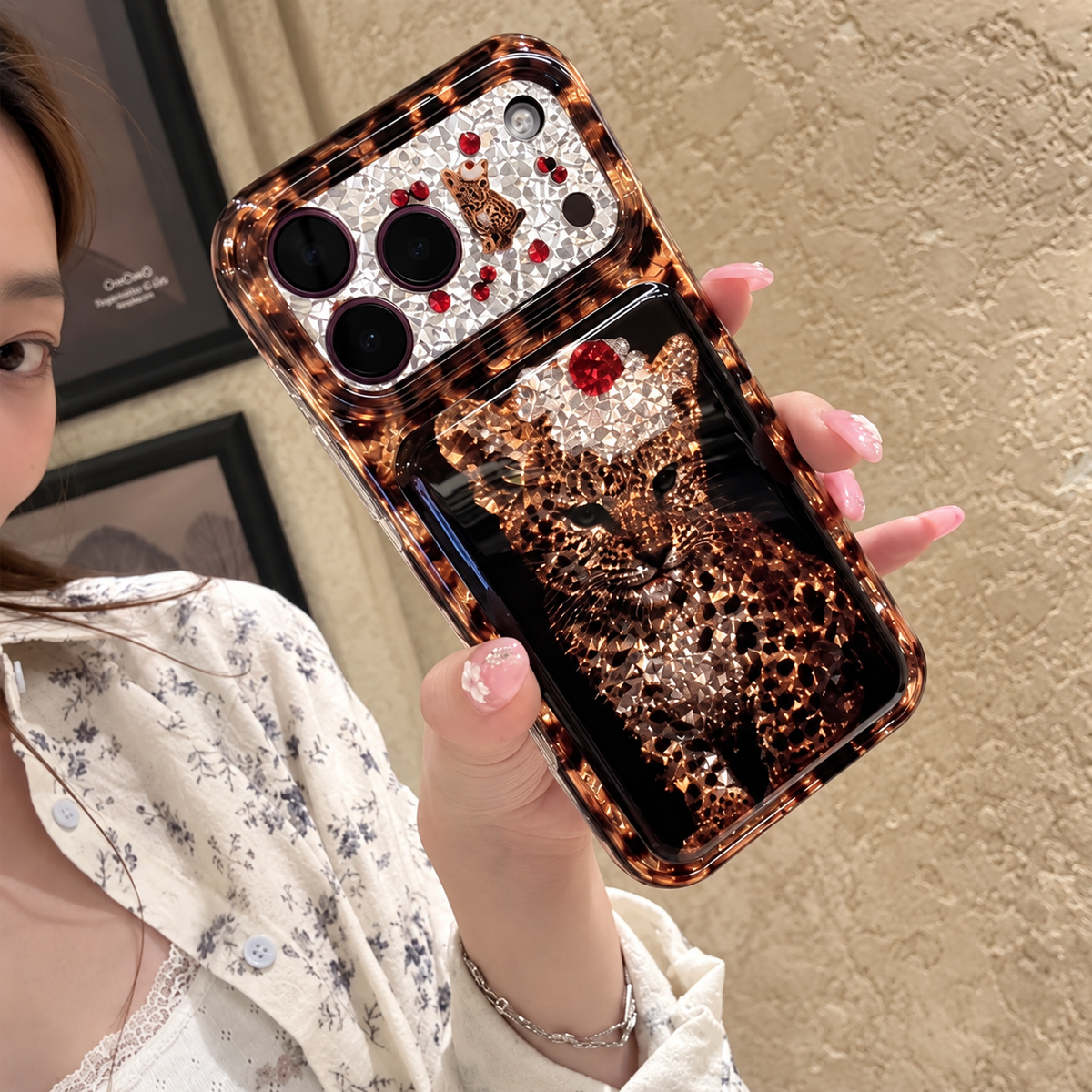 Glam Leopard Crystal iPhone Case