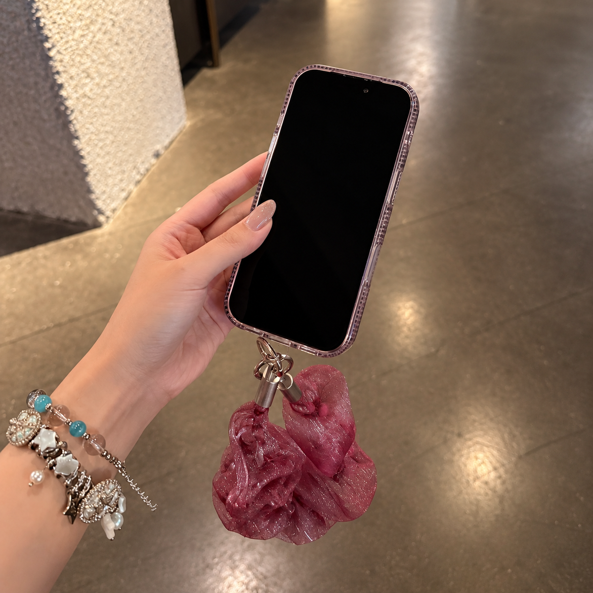Burgundy Rosette Sparkle iPhone Case