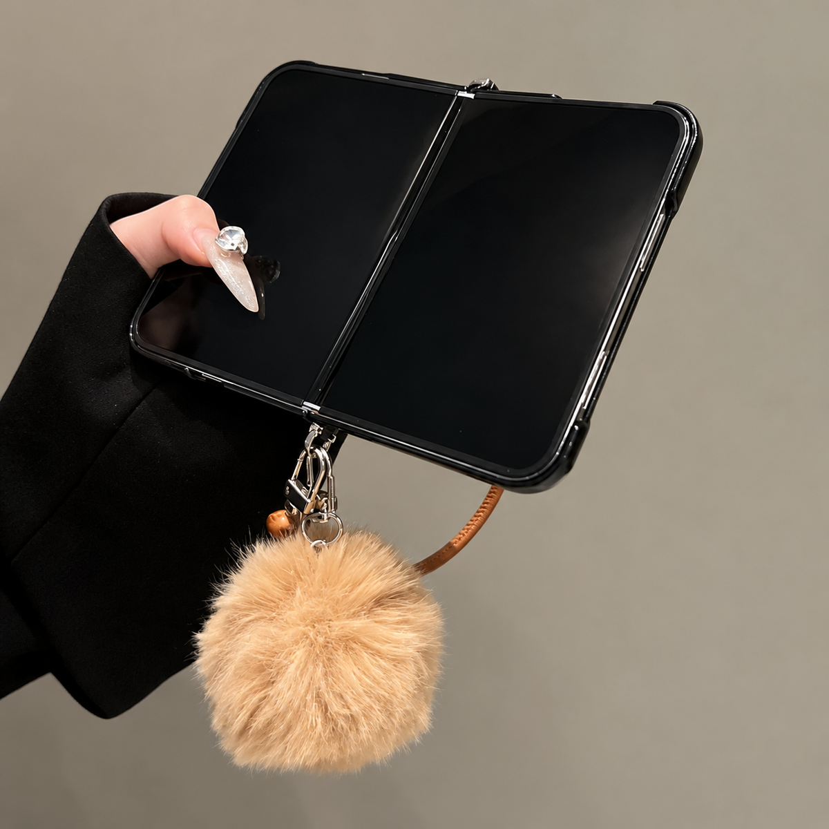 Cocoa Charm iPhone Duo Case with Pom-Pom Strap