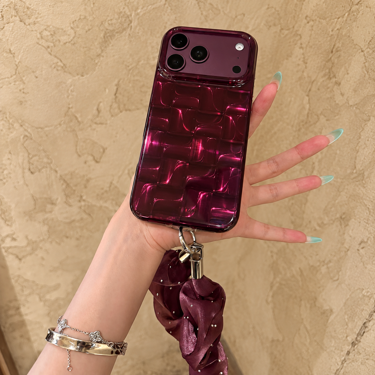 Burgundy Woven Scrunchie iPhone Case