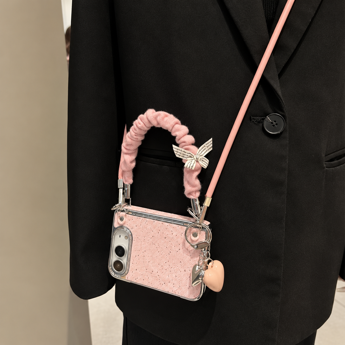 Blush Bow Crossbody iPhone Case