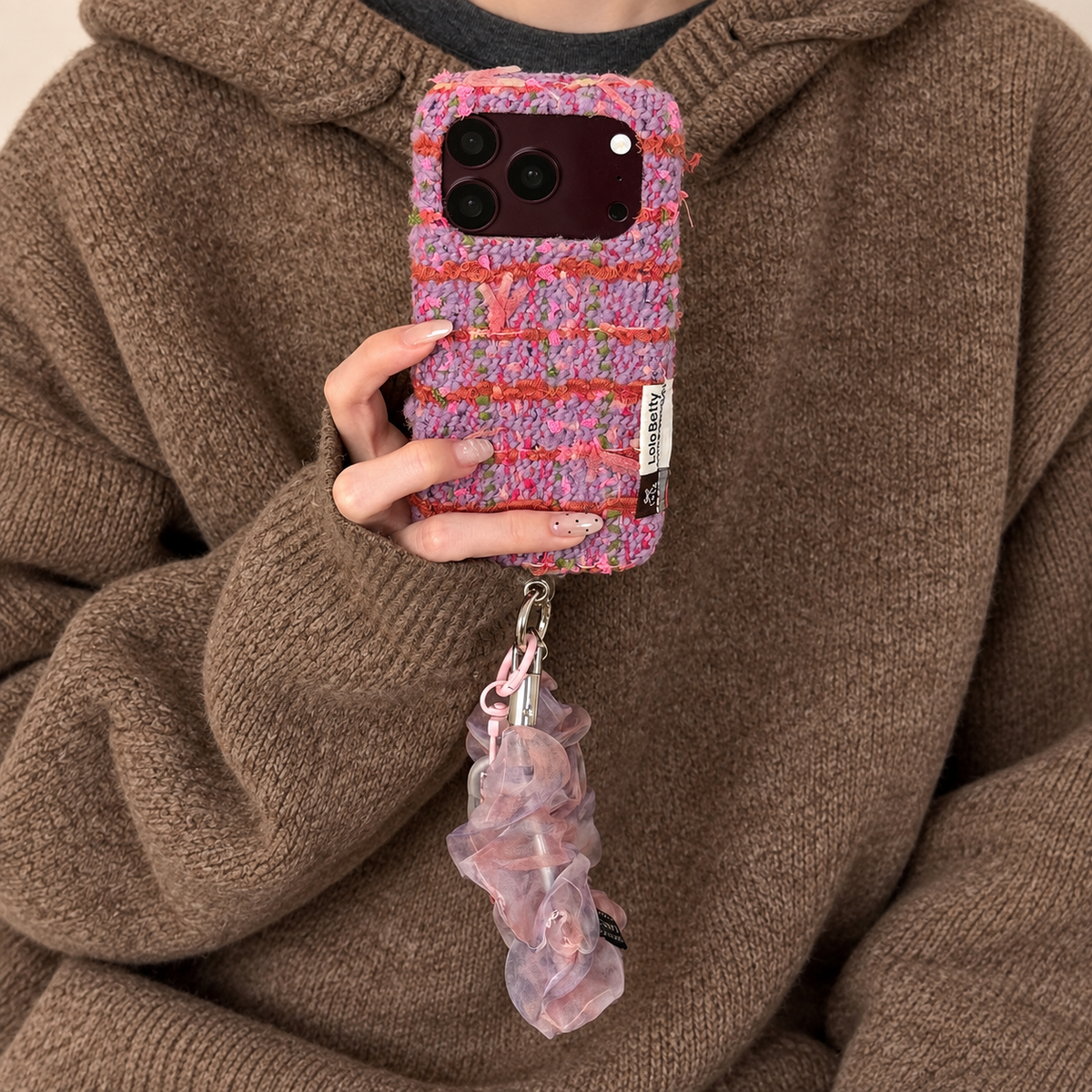 Pink Purple Fuzzy Knit iPhone Case
